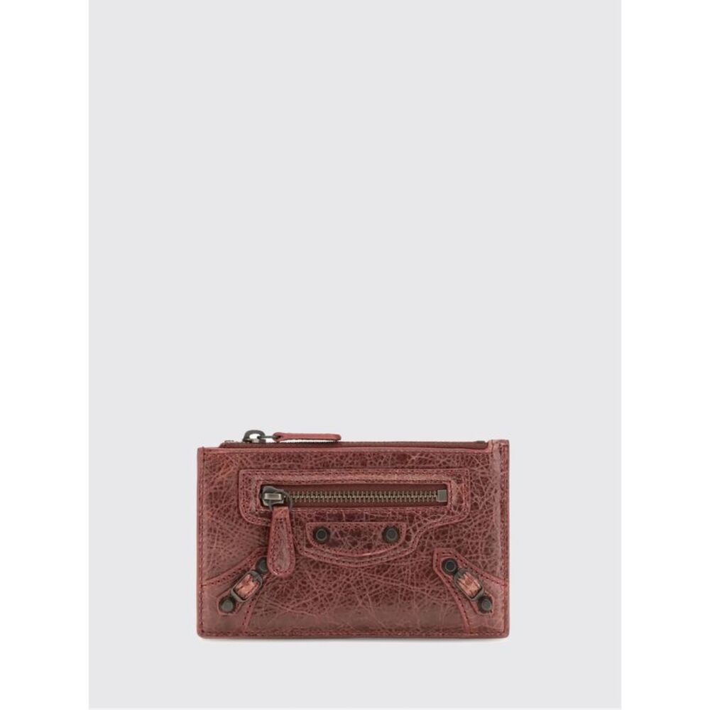 Balenciaga Women Balenciaga Le City Studded Arena Lambskin Card Holder